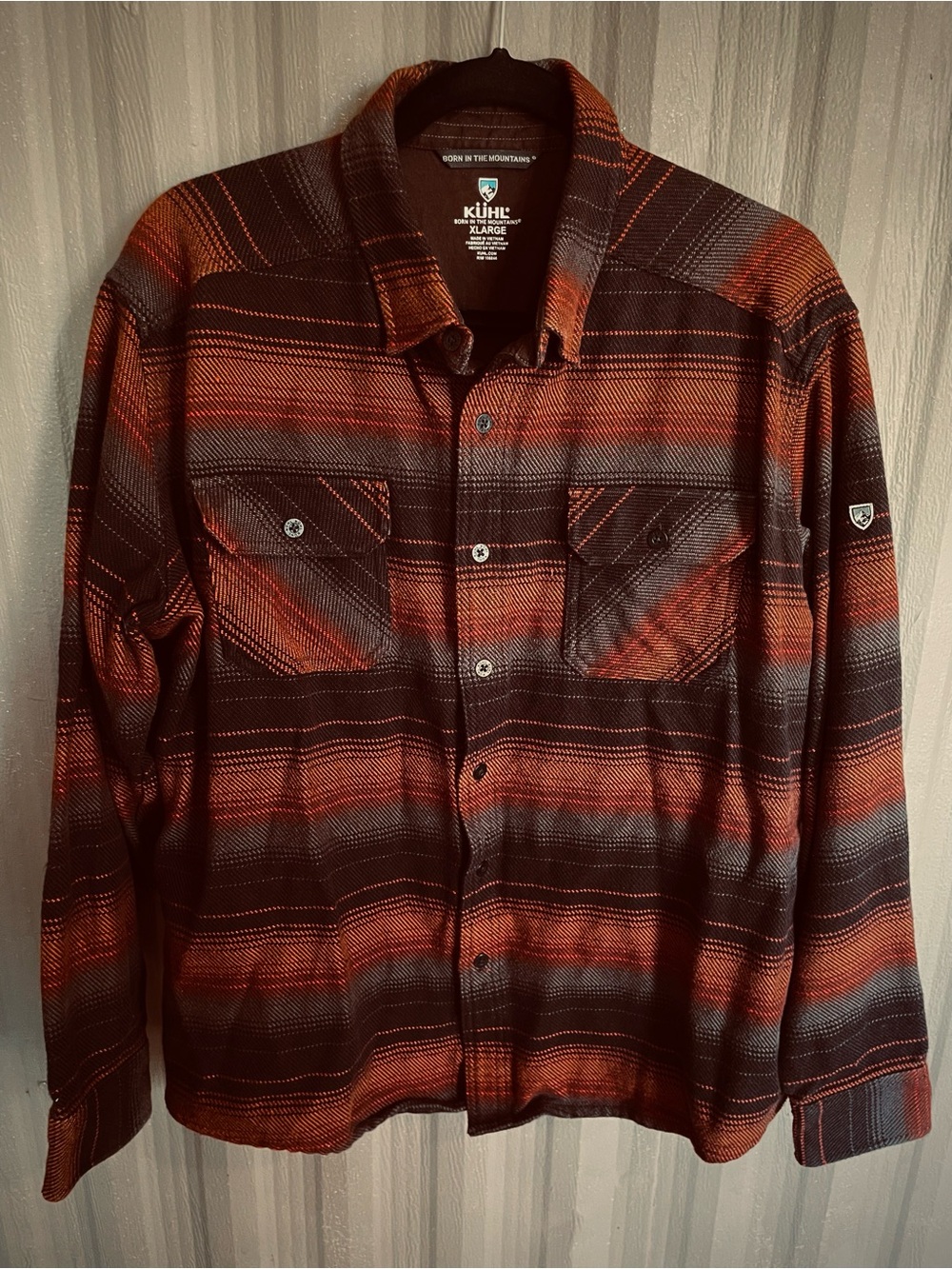 Kuhl Heavy Flannel Disordr Shirt Jacket Stripe Outdoor Work Shacket Utility XL